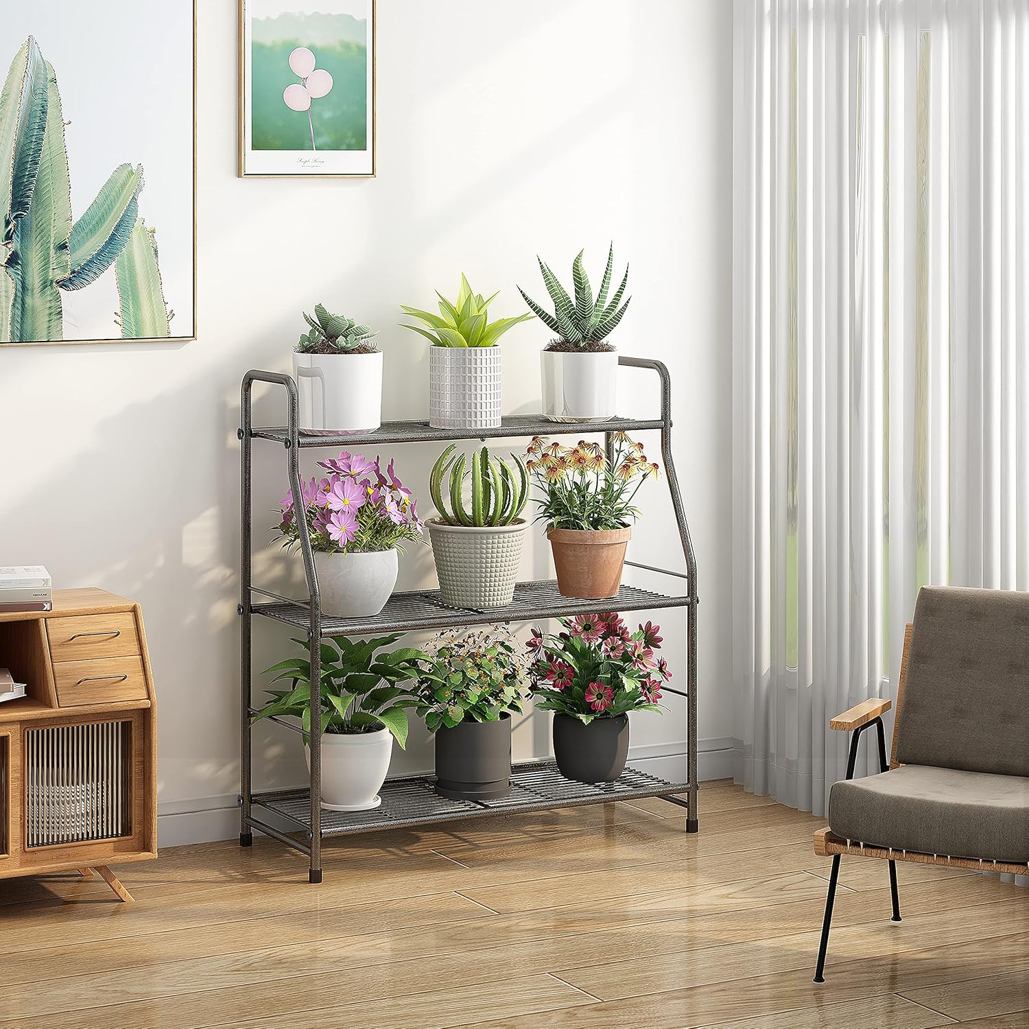 Simple Trending Plant Stand Outdoor Indoor 3 Tier Metal Waterproof Pla