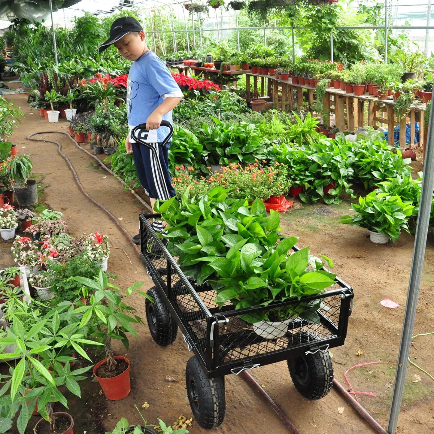 Garden Cart Outdoor Utility Wagon with Solid Wheels Beach Wagon,All Te