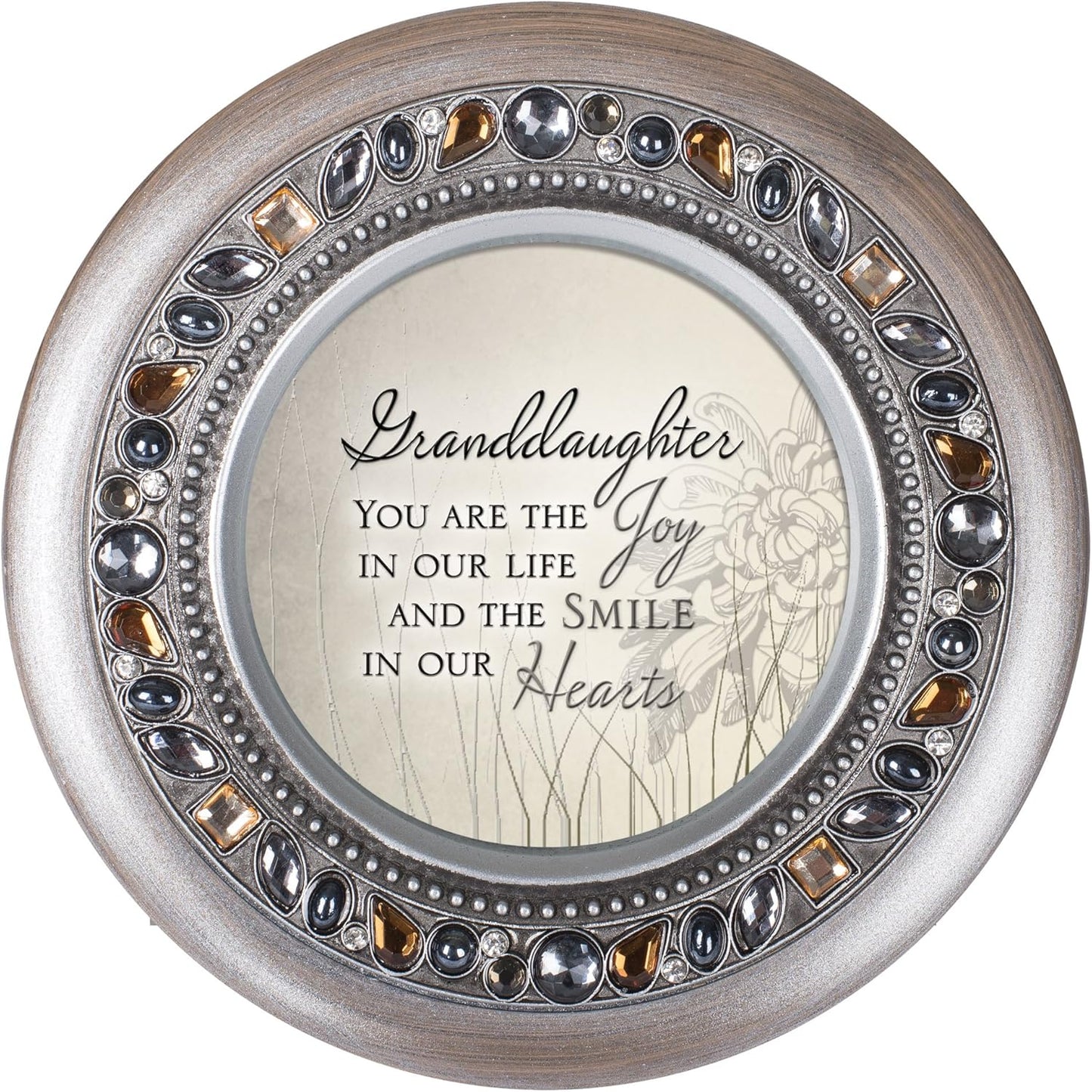 Cottage Garden Granddaughter The Joy and Smile Brushed Silver Round Je