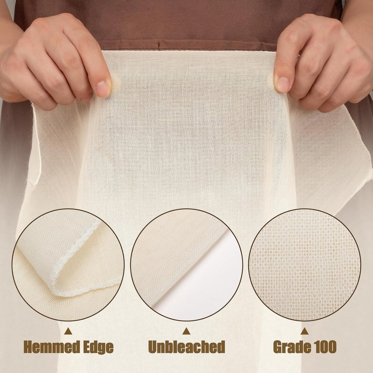 Cheese Cloths for Straining, 6PCS 20x20 Inch Grade 100 Cheese Cloth, Reusable Washable Unbleached Pure Cotton Cheesecloth for Cooking and Cheese Making with Hemmed Edge