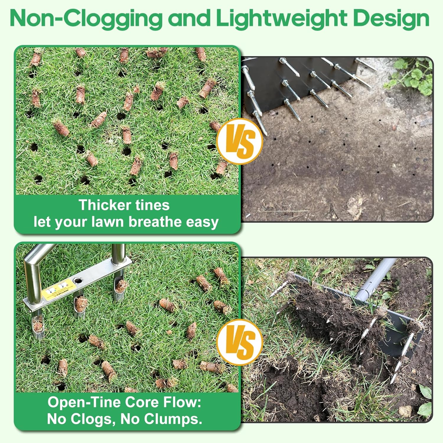 Manual Push Core Aerator Lawn Tool: Semi-Assembled Lawn Aerator with 3