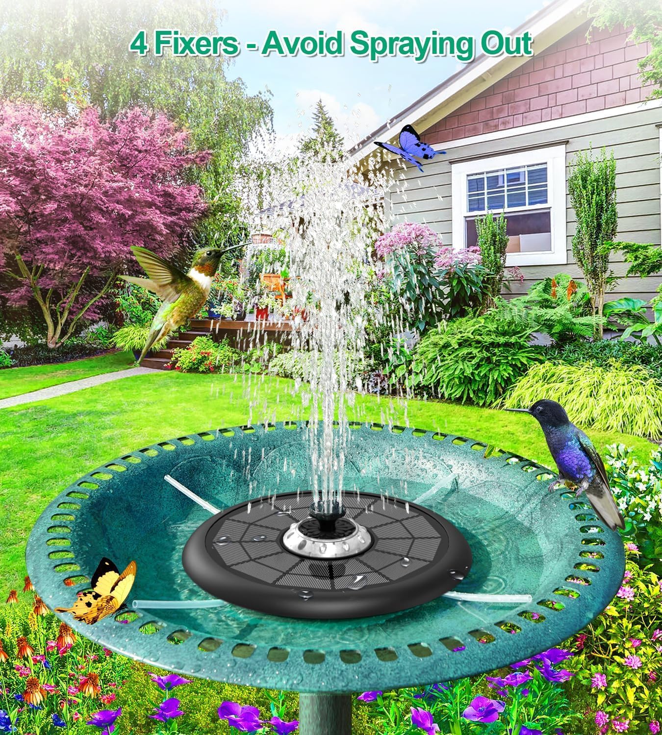 SZMP Powerful 5W Solar Powered Water Fountain for Bird Bath, Upgraded 