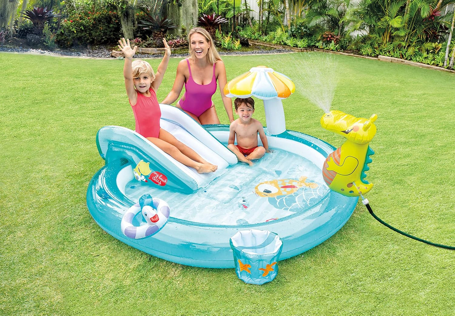 Intex Gator 6.6' x 5.6' x 4" Outdoor Inflatable Kiddie Pool Water Play