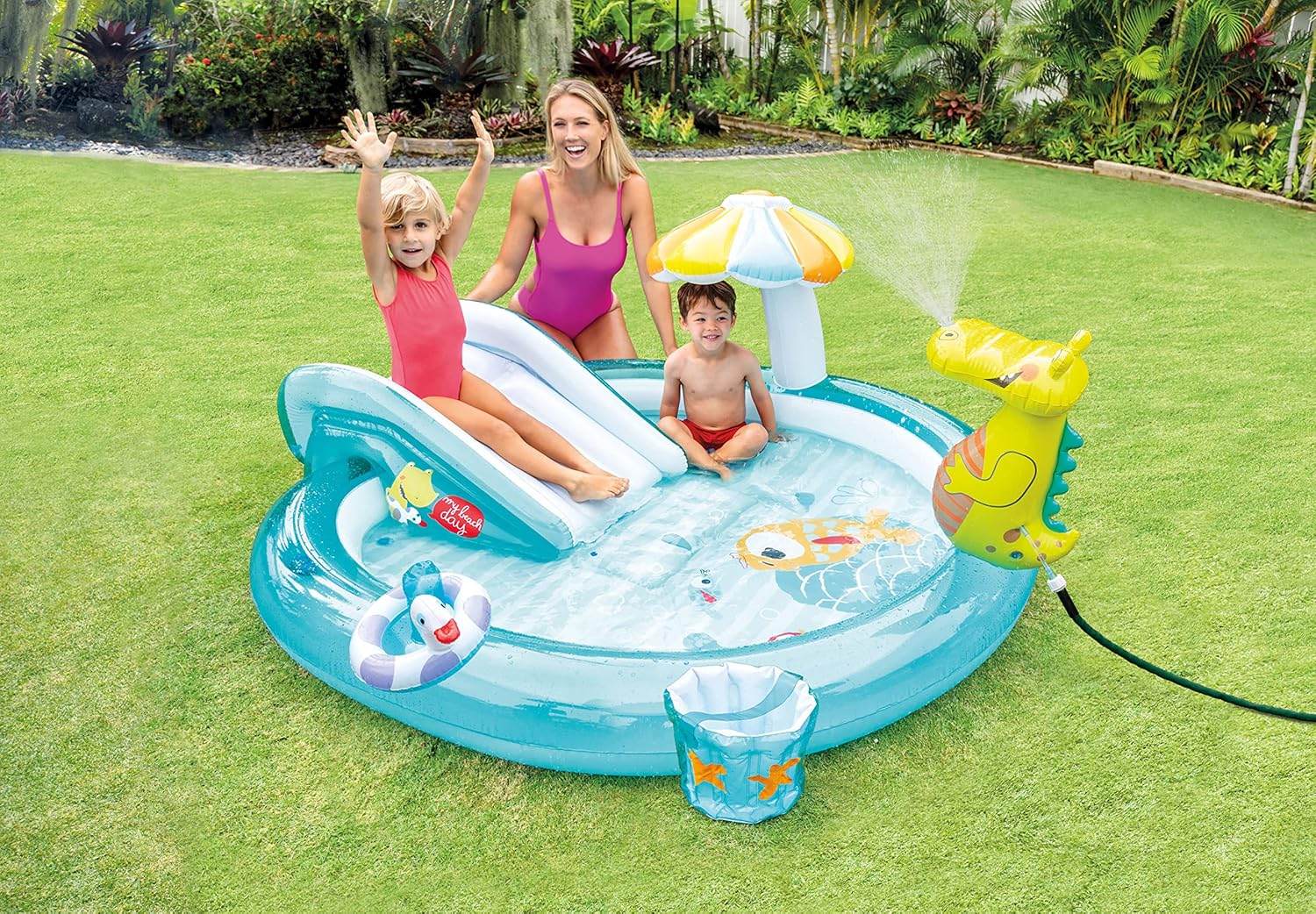 Intex Gator 6.6' x 5.6' x 4" Outdoor Inflatable Kiddie Pool Water Play