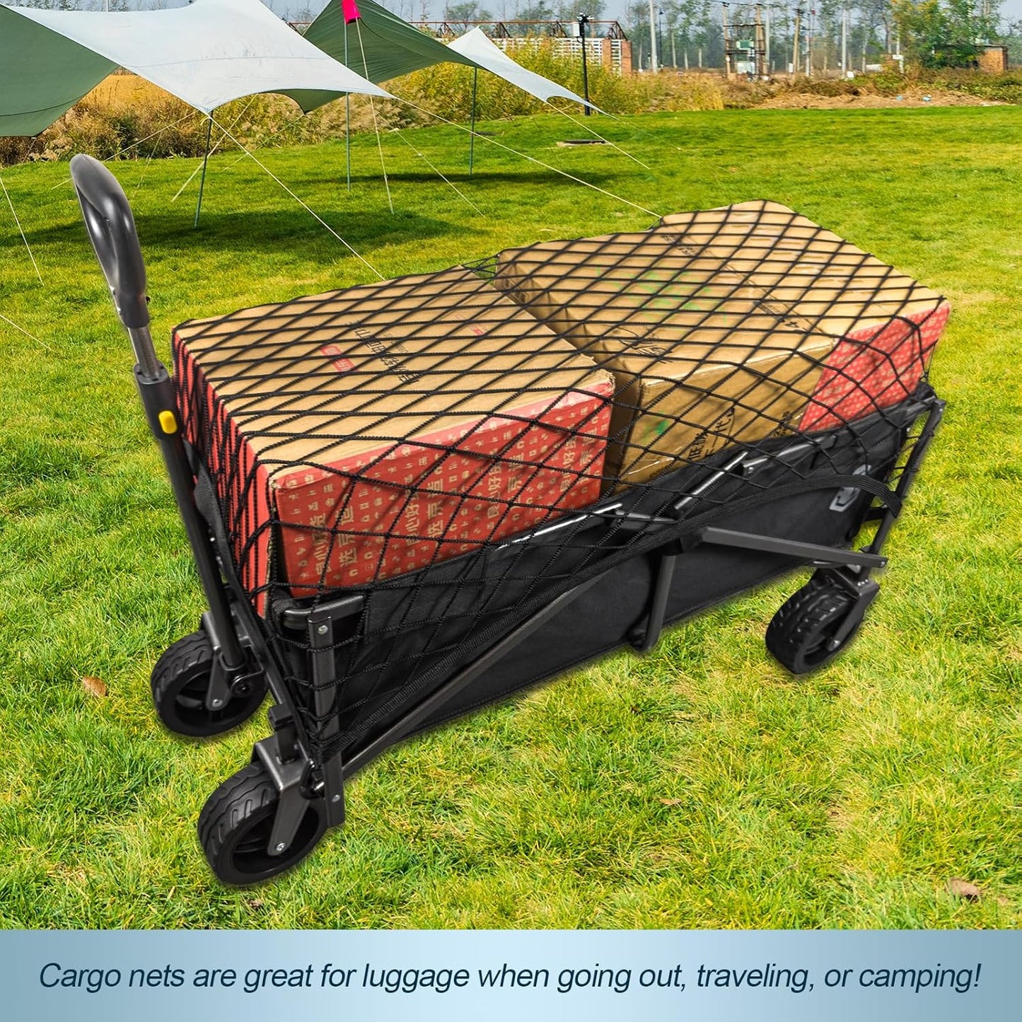 Cargo Net for Garden Wagon, Beach Cart Elastic Heavy Duty Cover Nets with ABS Hook for Folding Wagon, Trolley Cart, Accessories 31.6 X 21.5 inches