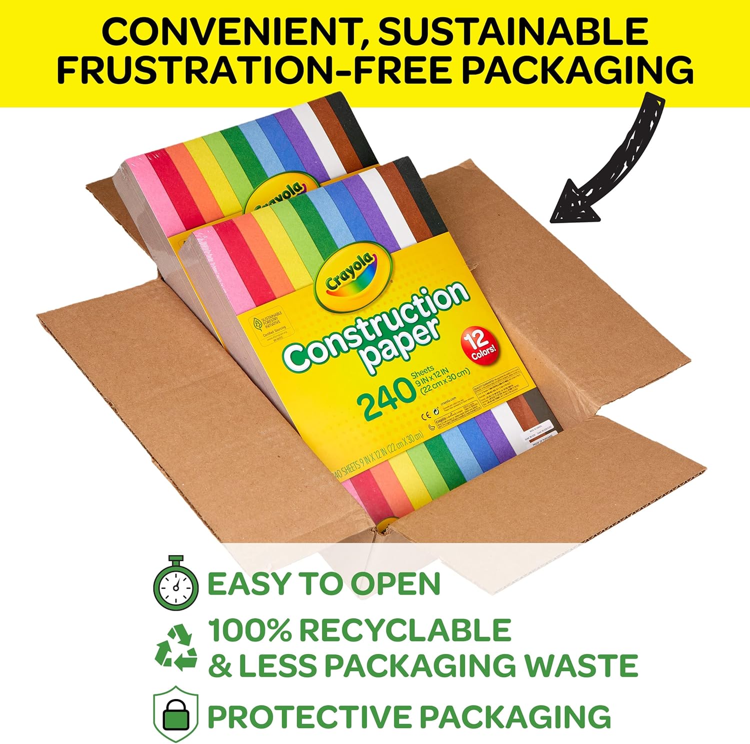 Crayola Construction Paper Bulk Pack (480 Sheets) – 10 Assorted Colors