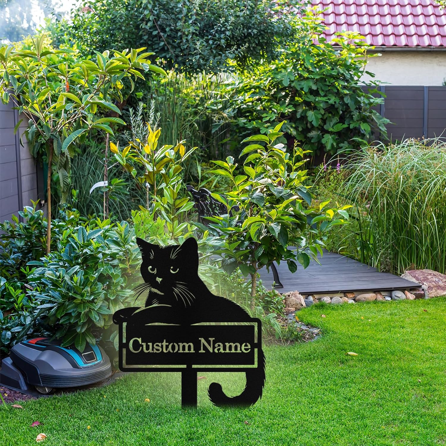 Custom Metal Cat Garden Signs with Stake, Personalized Garden Signs fo
