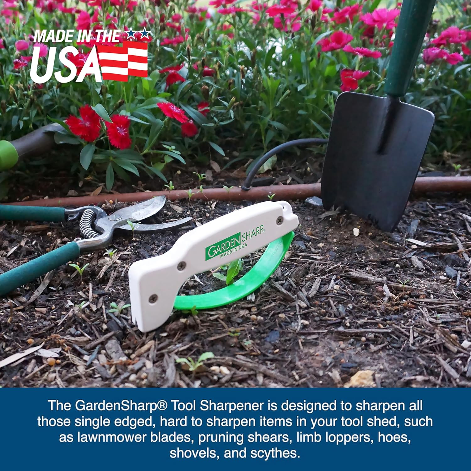 AccuSharp Garden Tool Sharpener, Diamond-Honed Tungsten Carbide Blades
