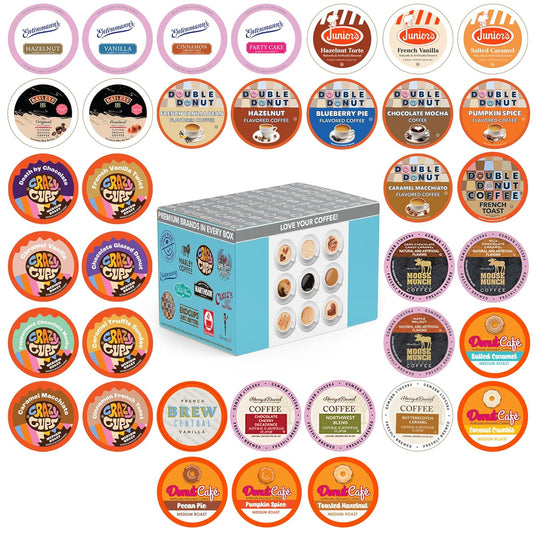 Crazy Cups Flavored Coffee Pods Variety Pack for Keurig K Cups Brewers, Assorted Flavored Coffee Sampler, 36 Count(Pack of 1)