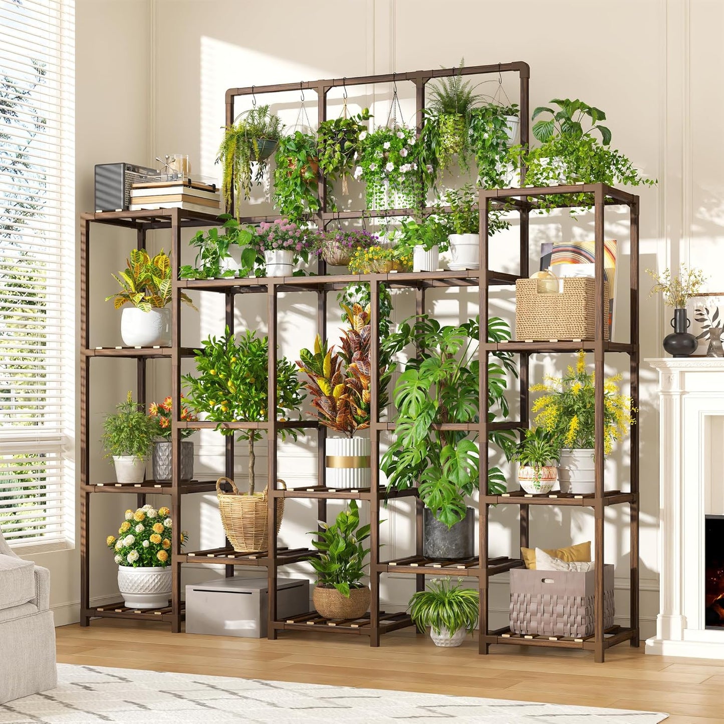 EnHomee Plant Stand Indoor Tall Plant Stand Outdoor Large Wood Plant S