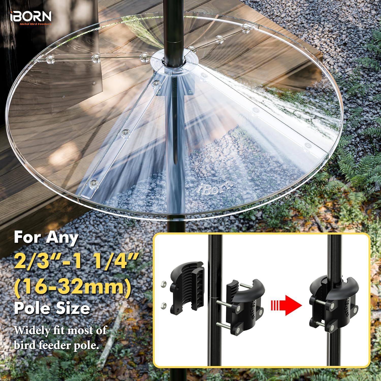 iBorn Squirrel Baffle for Bird Feeder Pole, 19.5” Oversized Squirrel G
