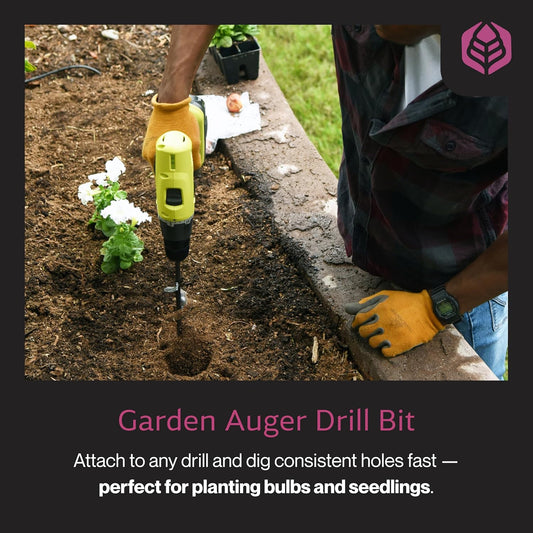 Yard Butler Roto Driller 9” Auger Drill Bit, IRT-1 - Digging Tool for Effortless Bulb Planting - Multi-Use Drill - Heavy-Duty Garden Tool - Power-Coated Steel - Rust-Resistant