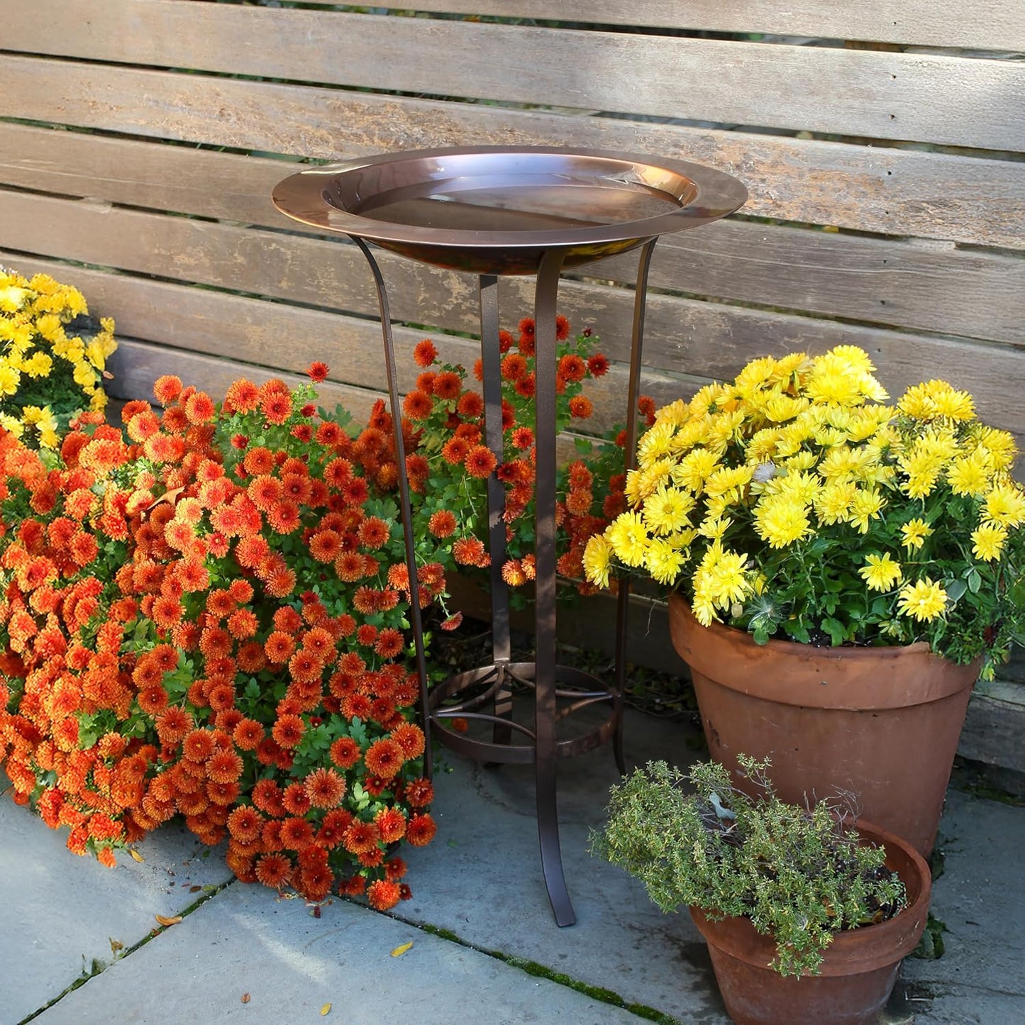 18" Classic Copper Birdbath- Tulip Stand