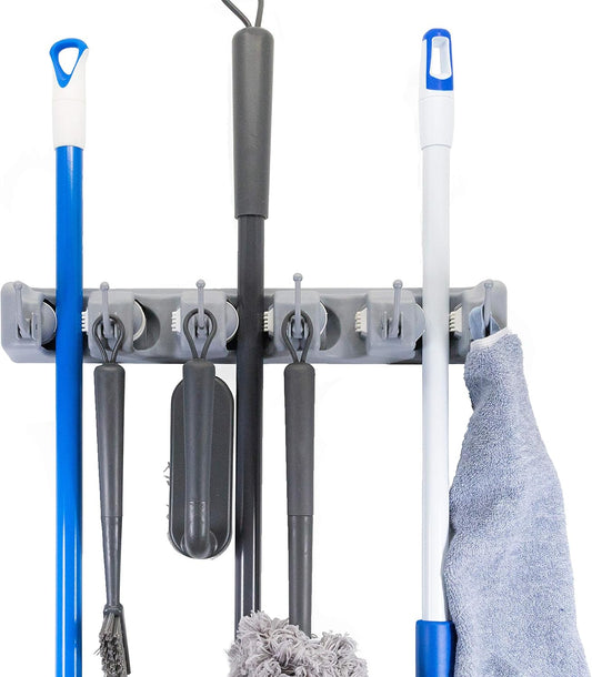 Broom & Mop Wall Mounted or Garden Tools Organizer 1.30 inches,Light G