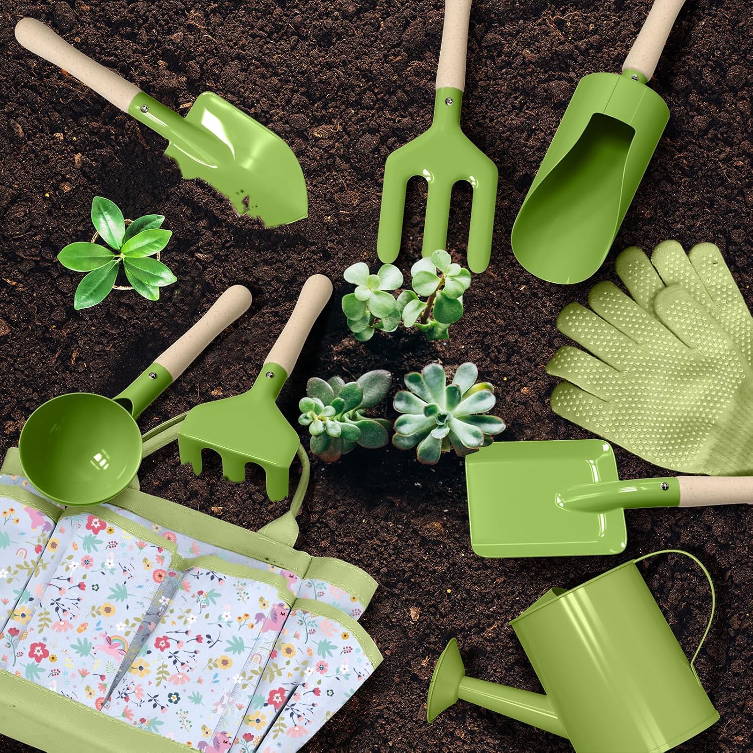 Kids Gardening Set 14Pcs Gardening Tools for Kids with Tote Bag,Wateri