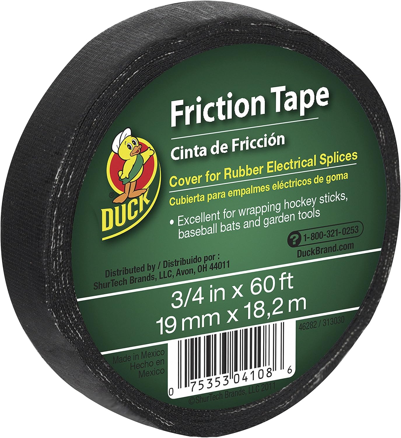 Duck Brand Friction Tape, 3/4-Inch x 60 Feet, Single Roll, Black (393150)