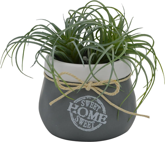 ZY-16A9925-5 Flower Pots Home Sweet” 7 1/4”H, Grey/White