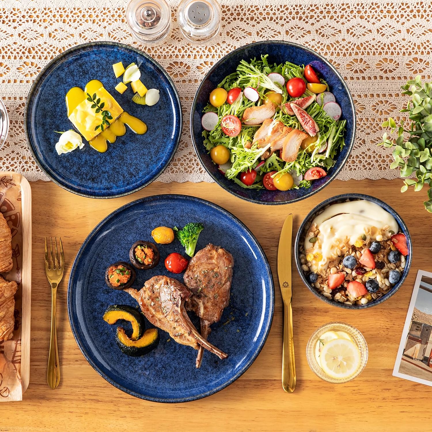 vancasso Starry Plates and Bowls Sets for 6, 24 Pieces Dinnerware Sets