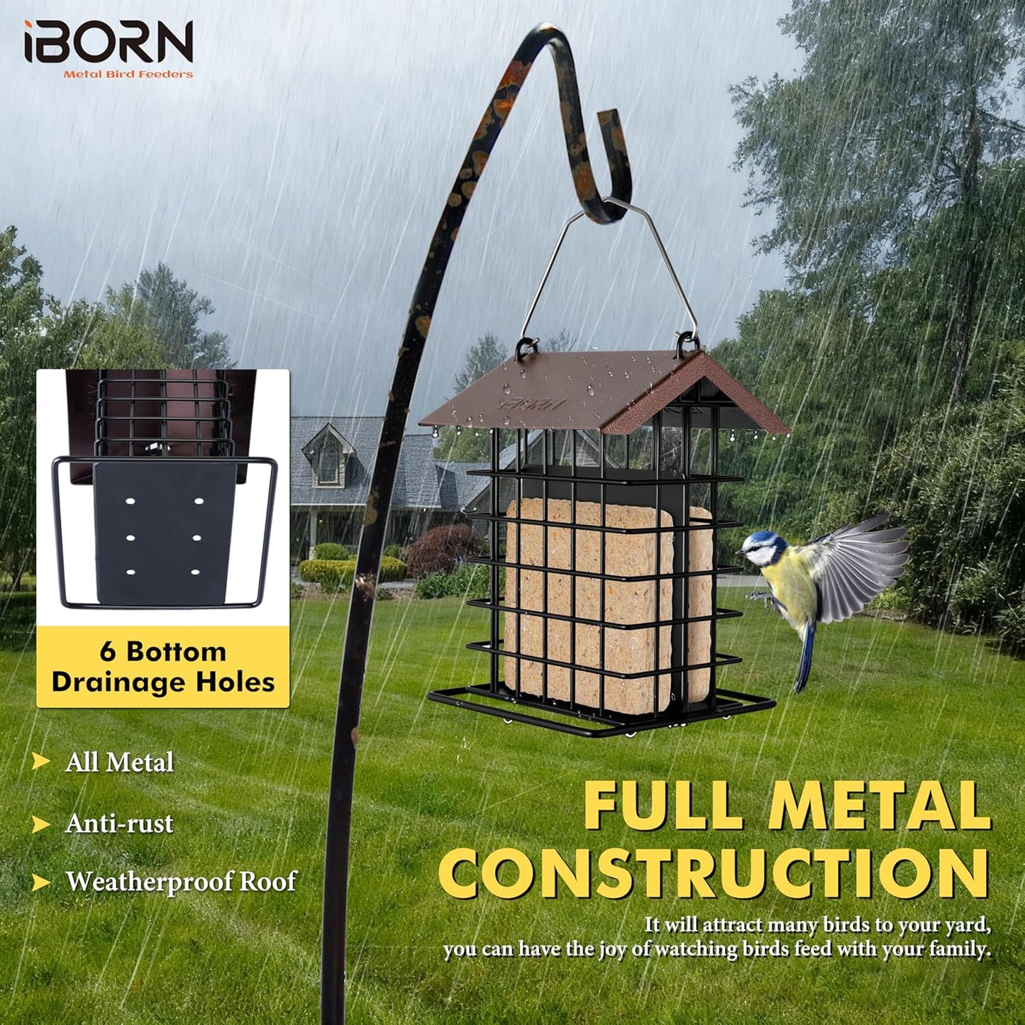 iBorn Suet Feeder for Outside Hanging,Suet Bird Feeders for Outdoors,S