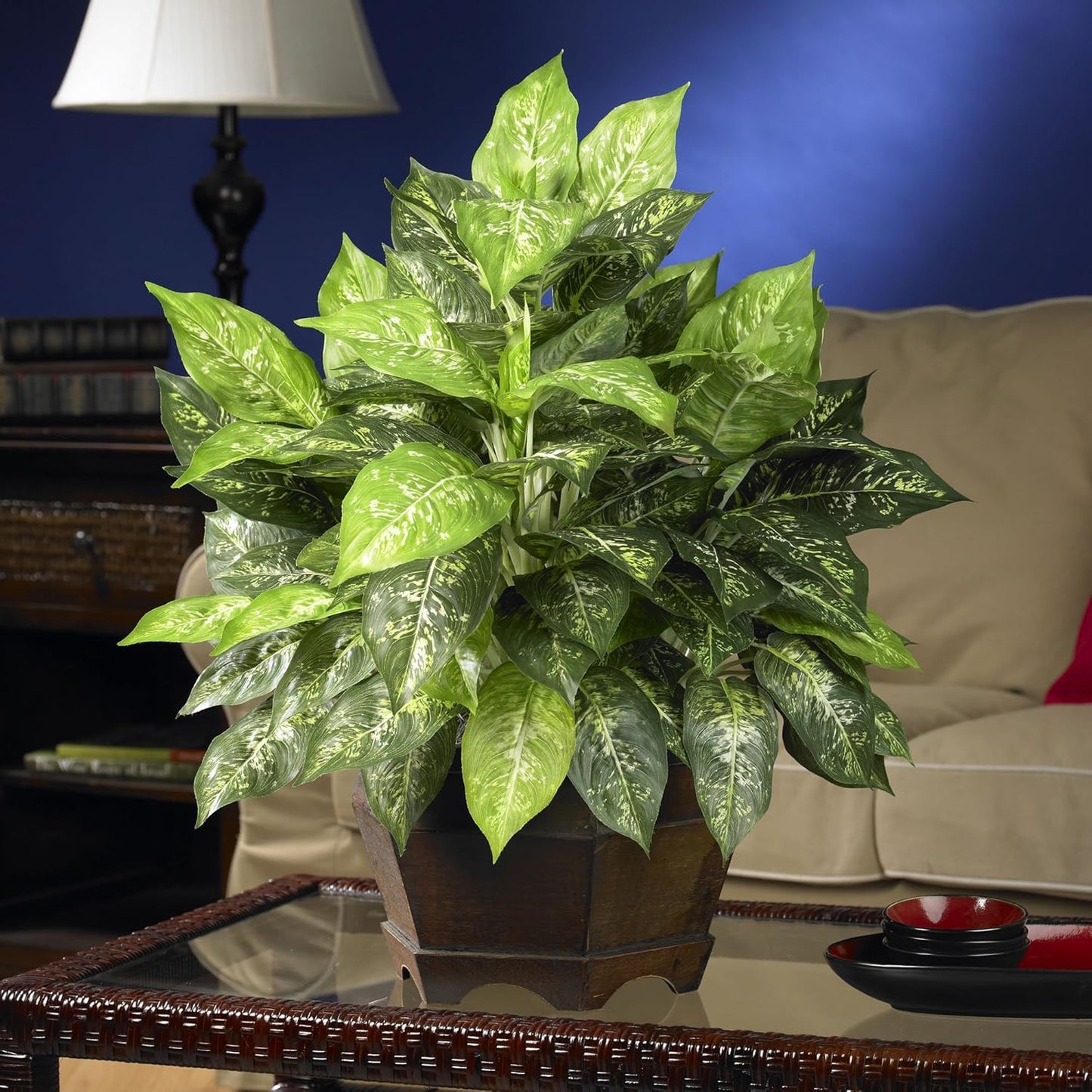 Nearly Natural Variegated Dieffenbachia with Large Hexagon Silk Plant