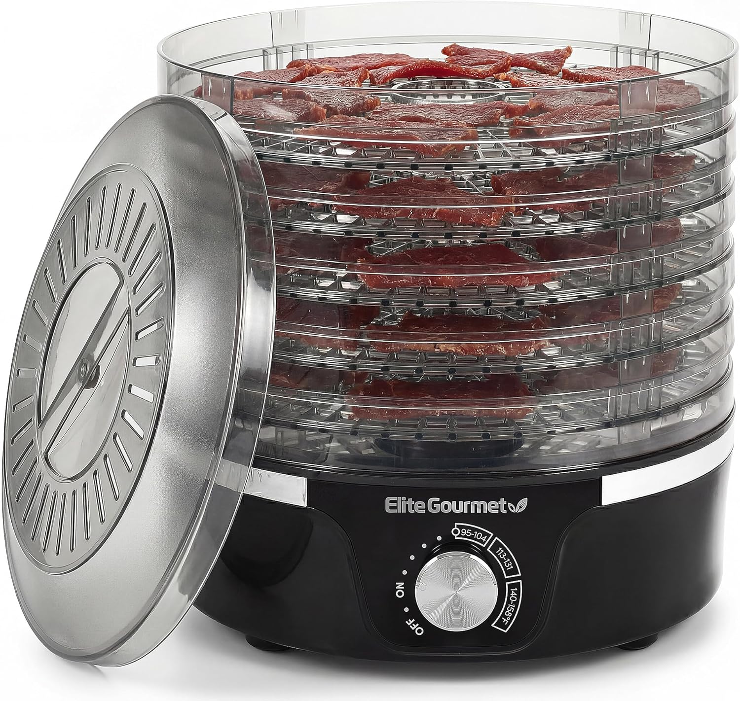 Elite Gourmet EFD319 Food Dehydrator, 5 BPA-Free 11.4" Trays Adjustabl