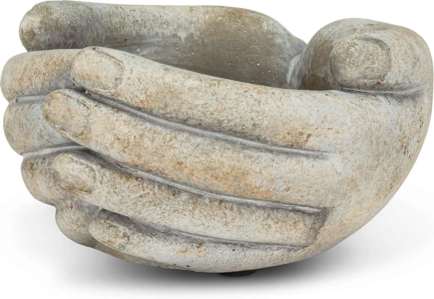 Abbott Collection Small Cupping Hands Cement Planter-3" H