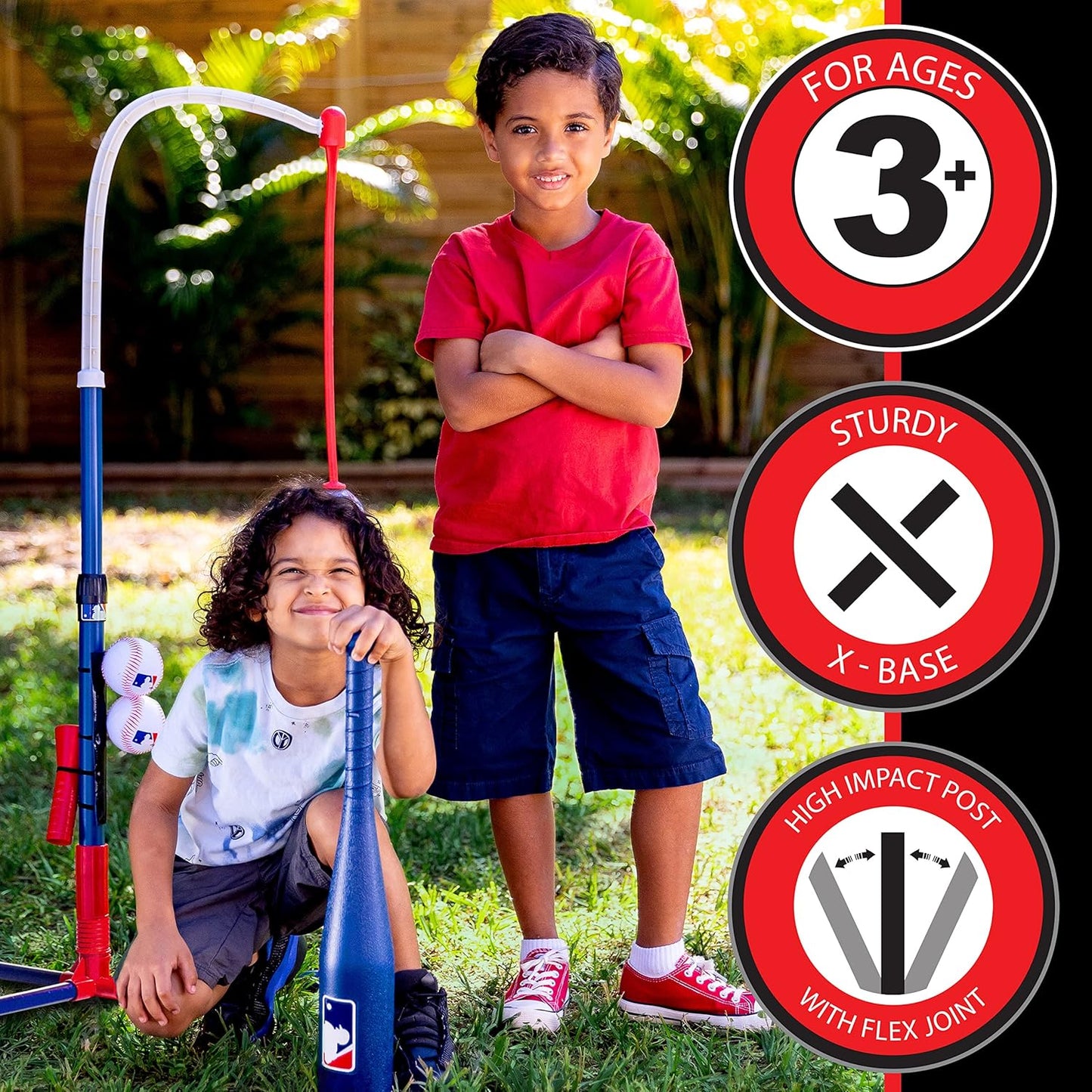 Franklin Sports Grow-with-Me Kids Baseball Batting Tee + Stand Set for