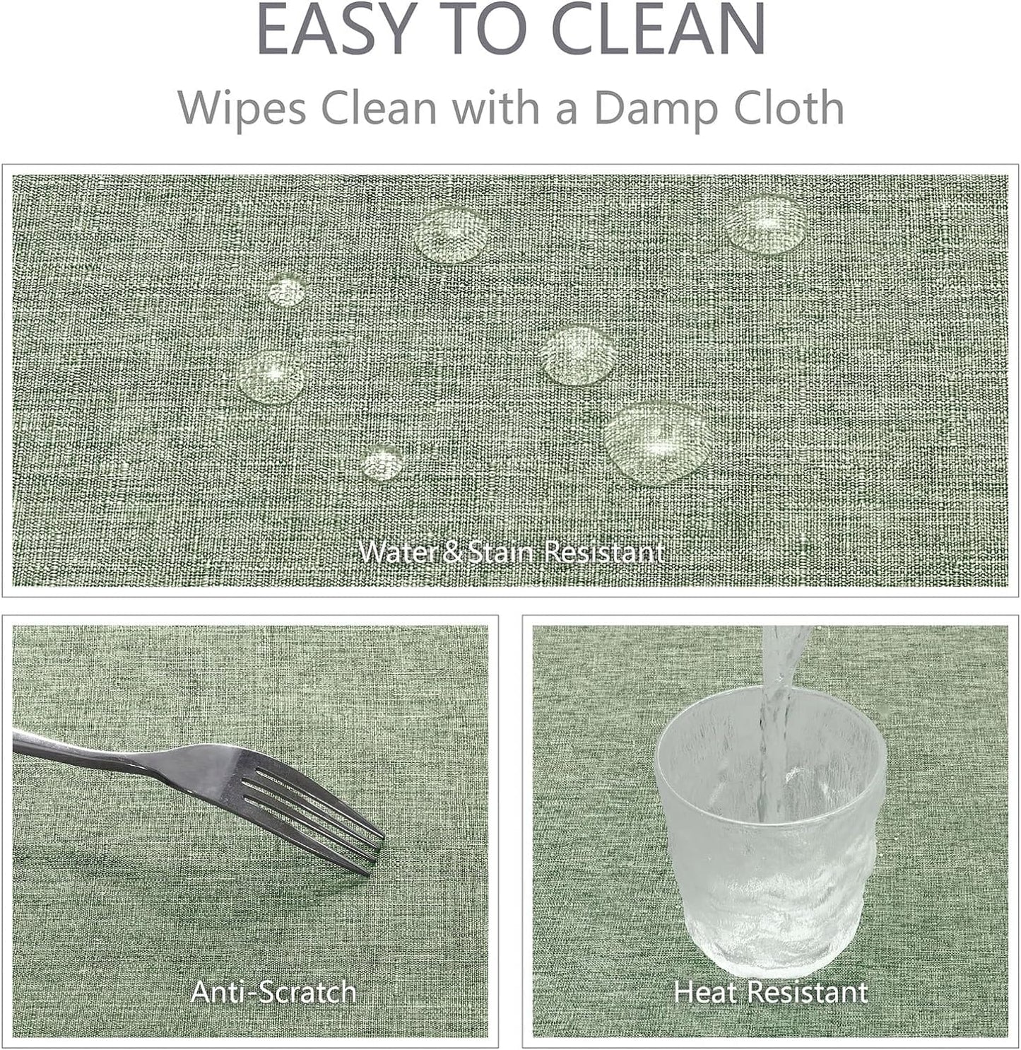 Rectangle Tablecloth Waterproof Linen Textured Table Cloth Stain and Wrinkle Resistant Washable, Decorative Fabric Table Cover for Dining, Party and Camping (Sage Green, 52 * 70)