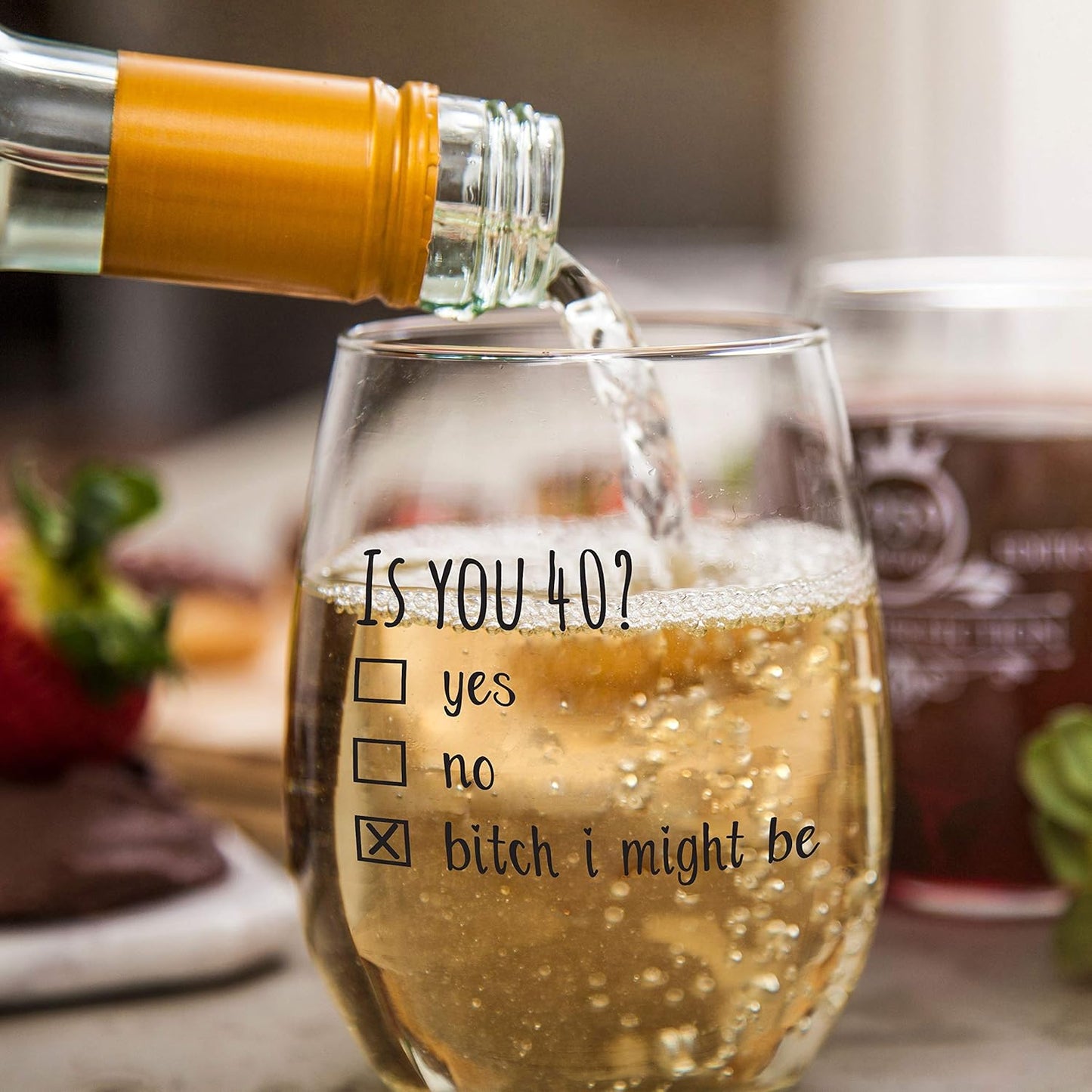 Gelid 40th Birthday Gifts for Women and Men Wine Glass - Funny Is You 40 Gift Idea for Mom Dad Husband Wife – 40 Year Old Party Supplies Decorations for Him, Her - 15oz