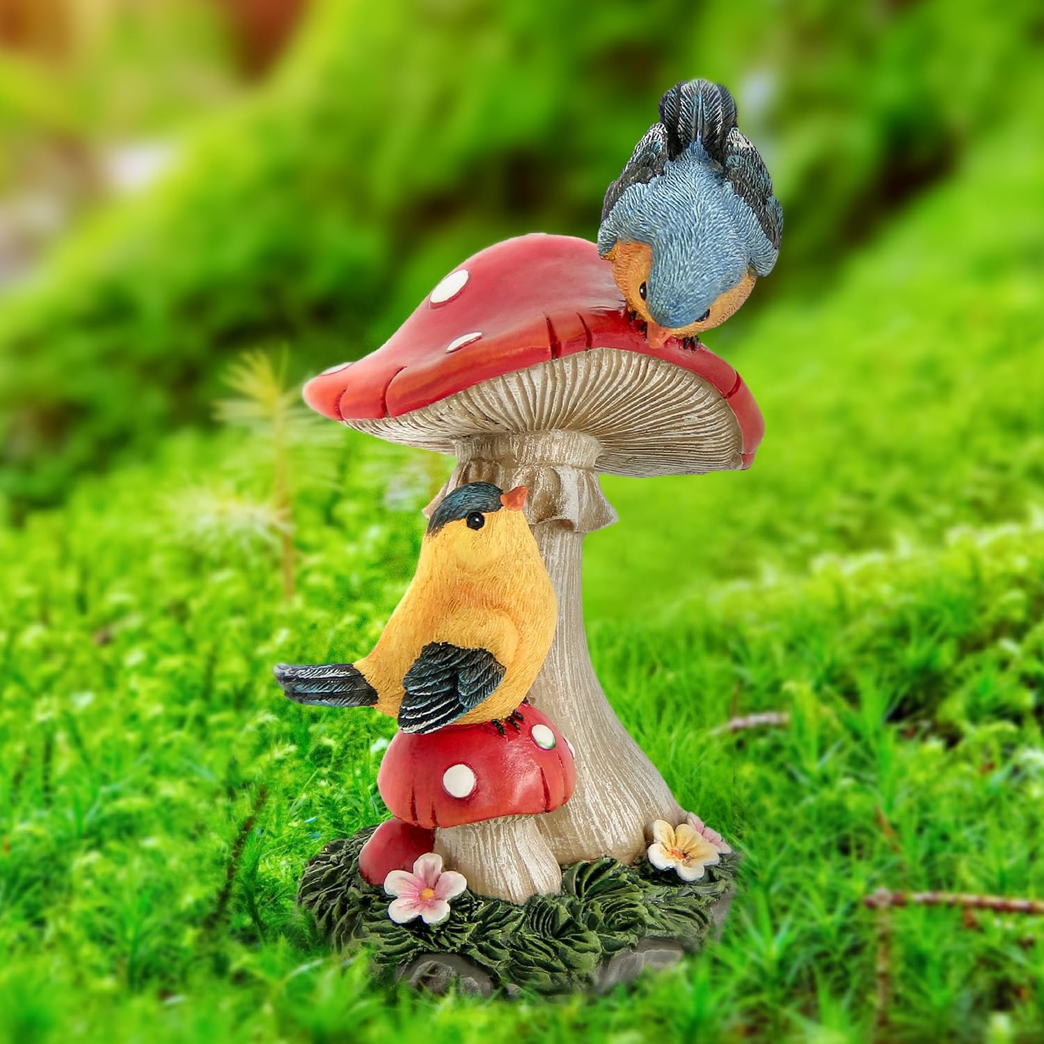 Leekung Bird Garden Statue for Outdoor Decorations,Bird Figurines Mush