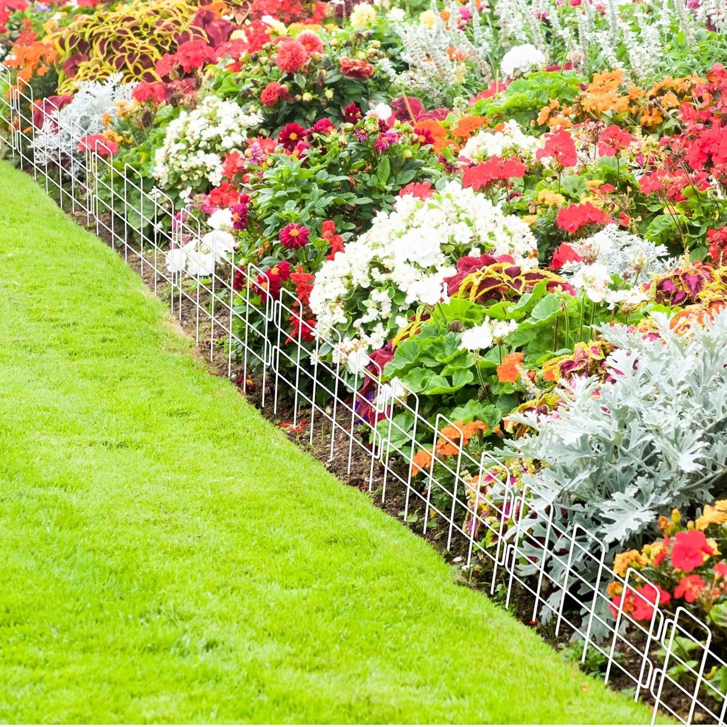 ShopLaLa Garden Fence Animal Barrier (10 Panels) 12in(L) x 16.5in(H) Small and Short Decorative Outdoor Dog Fence, Metal Fencing Plant Protectors from Pet Rabbit Landscape Yard, Wire Fences Border