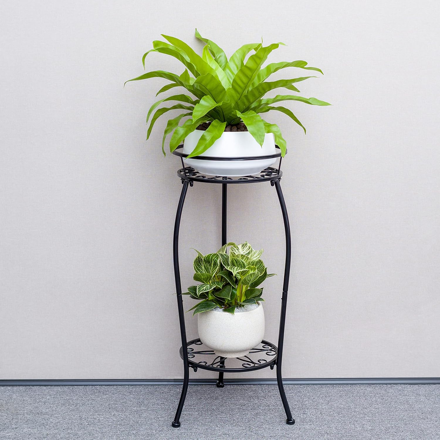 FaithLand 2 Pack Metal Plant Stands, Tall Planter Holder Indoor Outdoo