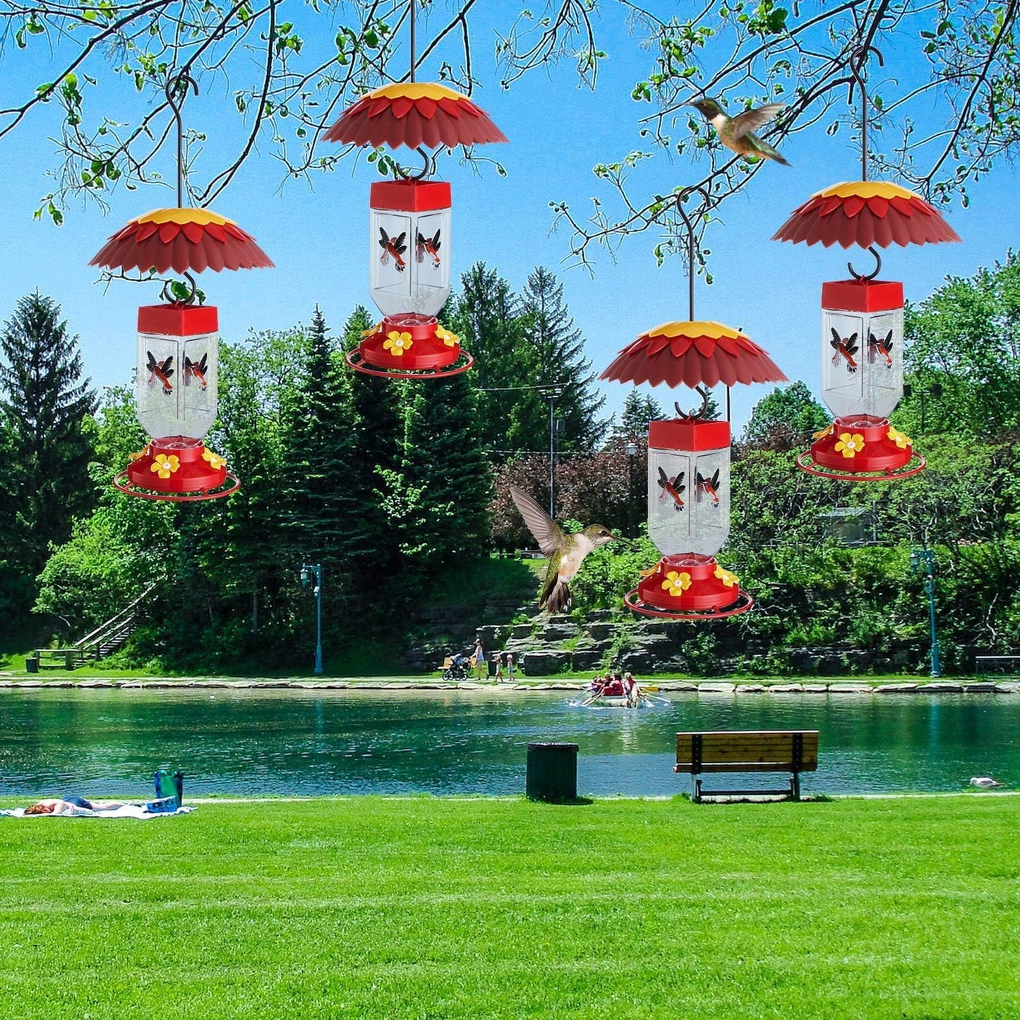 Bird Feeder Dome Covers for Rain Hummingbird Feeders Shade Baffle for Outside Ant Proof Red Hanging Weather Guard Umbrella for Small Wild Feeder, 8 inch