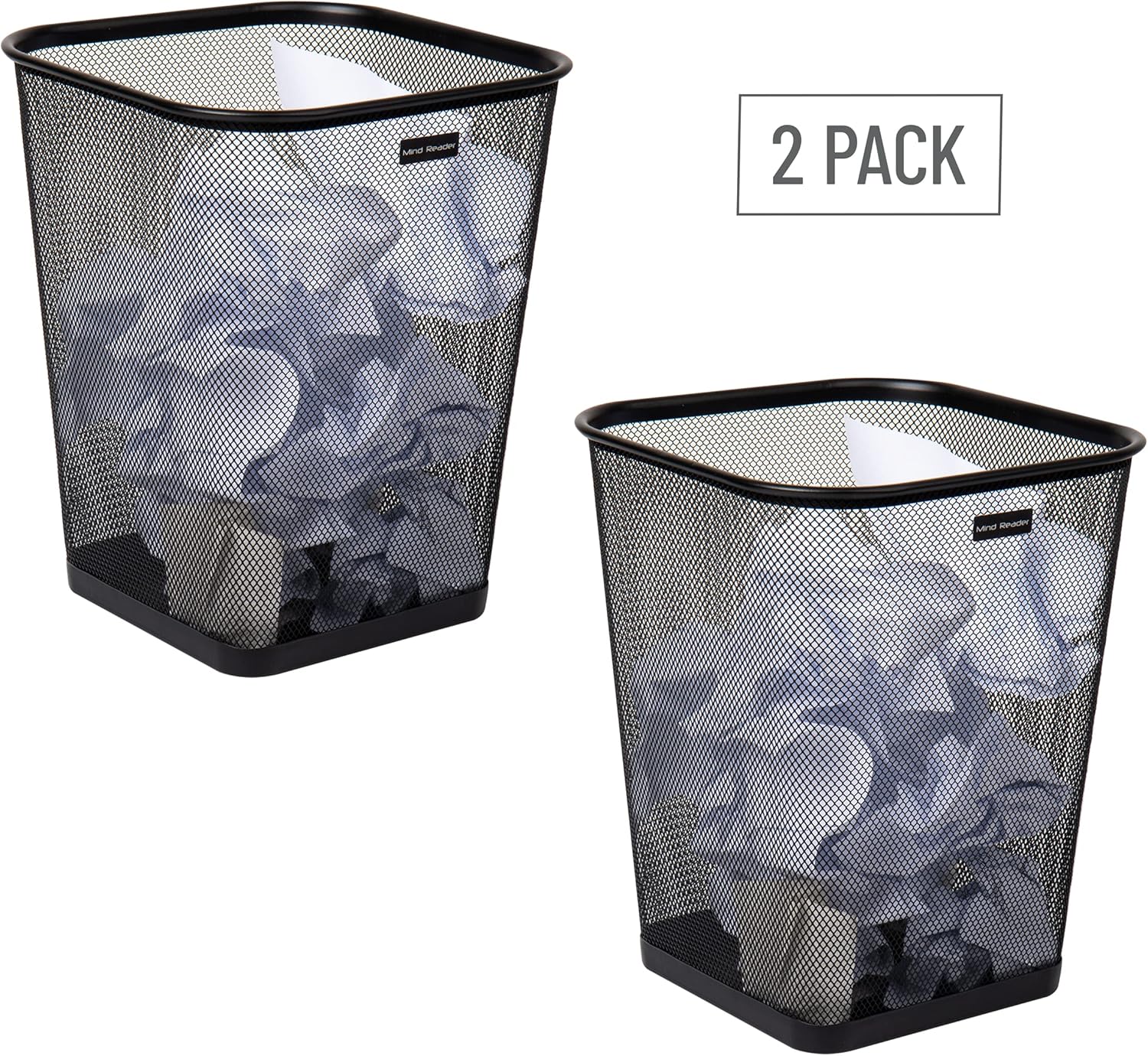 Mind Reader Mesh Trash Can, Waste Paper Basket, Square, Office, Metal 