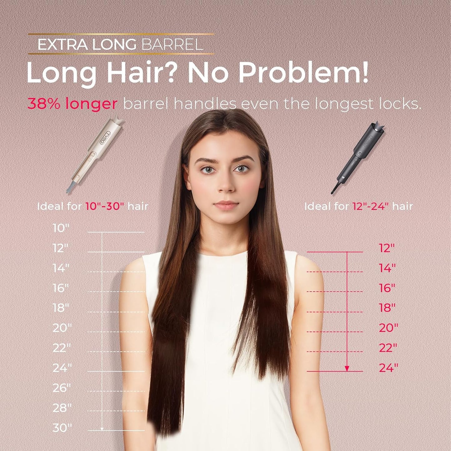 TYMO CurlPro Plus Automatic Rotating Curling Iron - Upgraded Long Barr