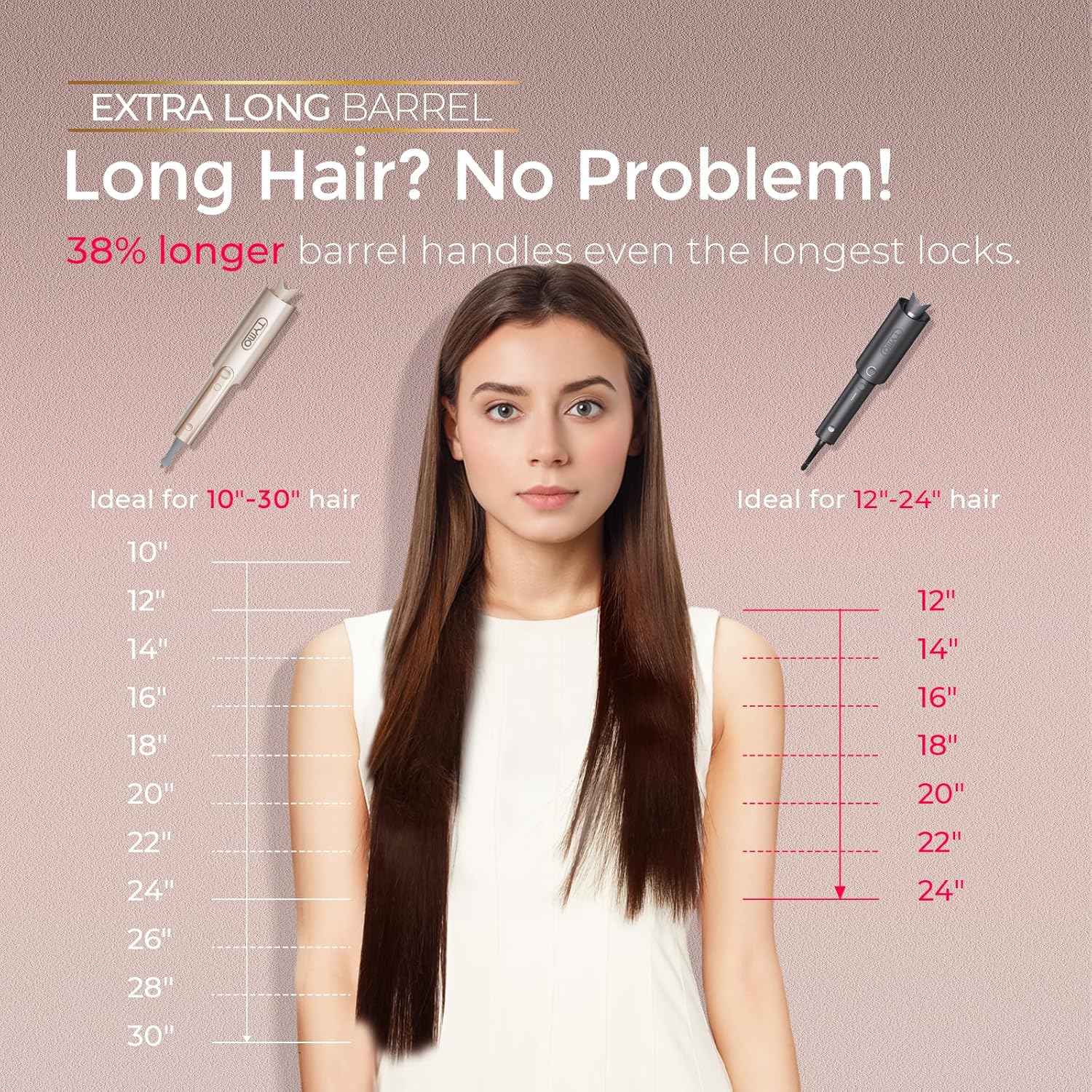 TYMO CurlPro Plus Automatic Rotating Curling Iron - Upgraded Long Barr