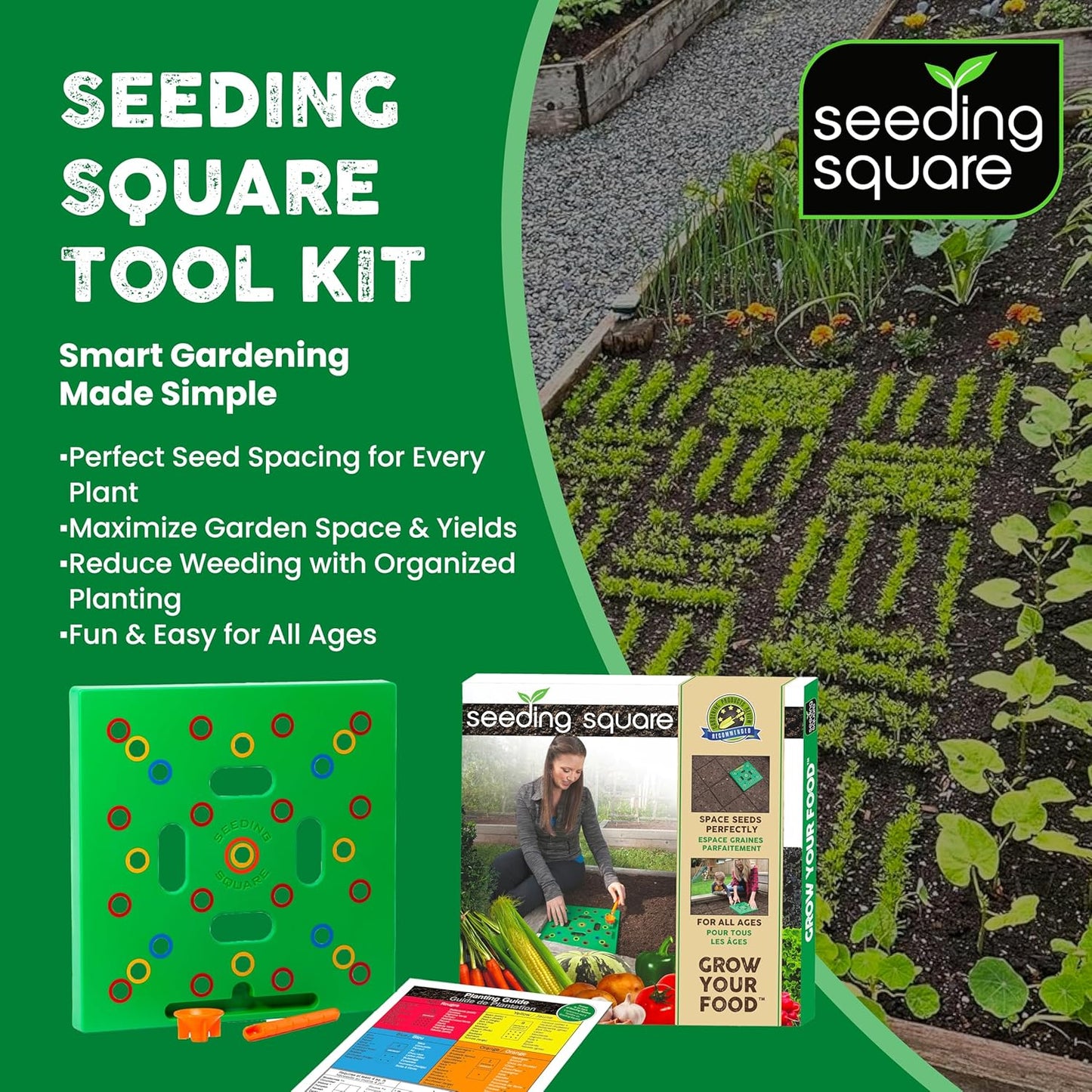 Seeding Square - Patented Seed and Seedling Spacer Tool for Bigger Har