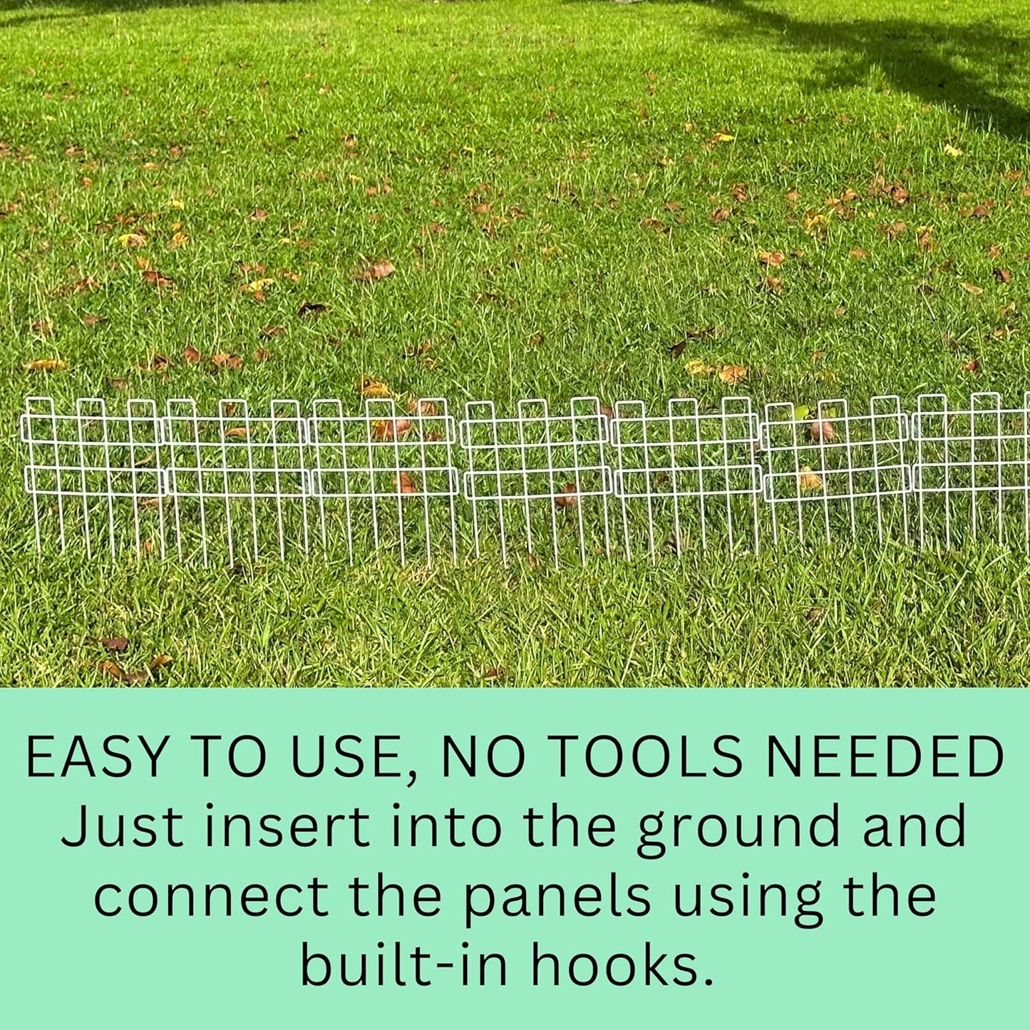 ShopLaLa Garden Fence Animal Barrier (10 Panels) 12in(L) x 16.5in(H) Small and Short Decorative Outdoor Dog Fence, Metal Fencing Plant Protectors from Pet Rabbit Landscape Yard, Wire Fences Border