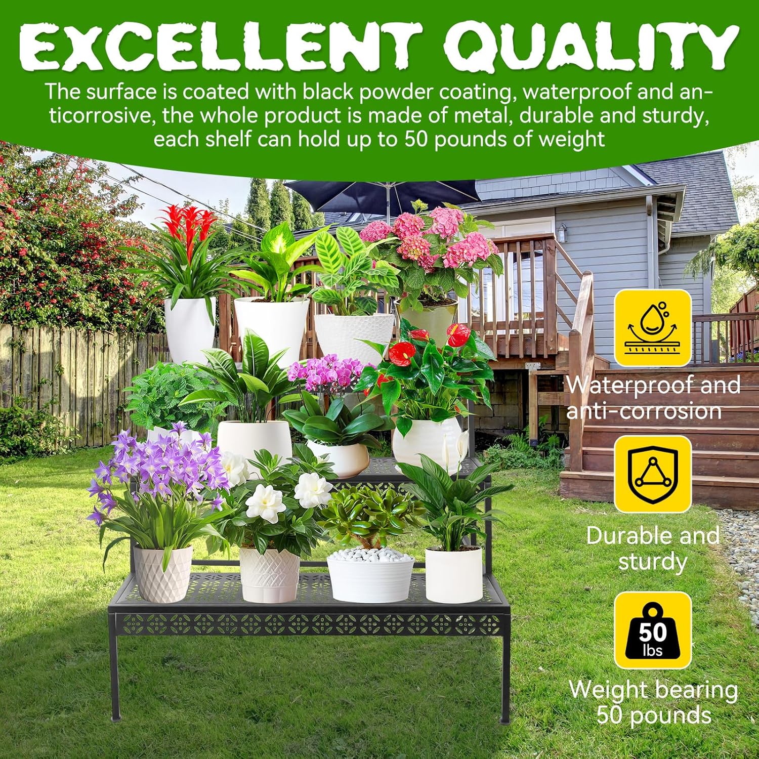 3 Tier Metal Plant Stand, Ladder Flower Pot Holder Plant Stands, Tiere