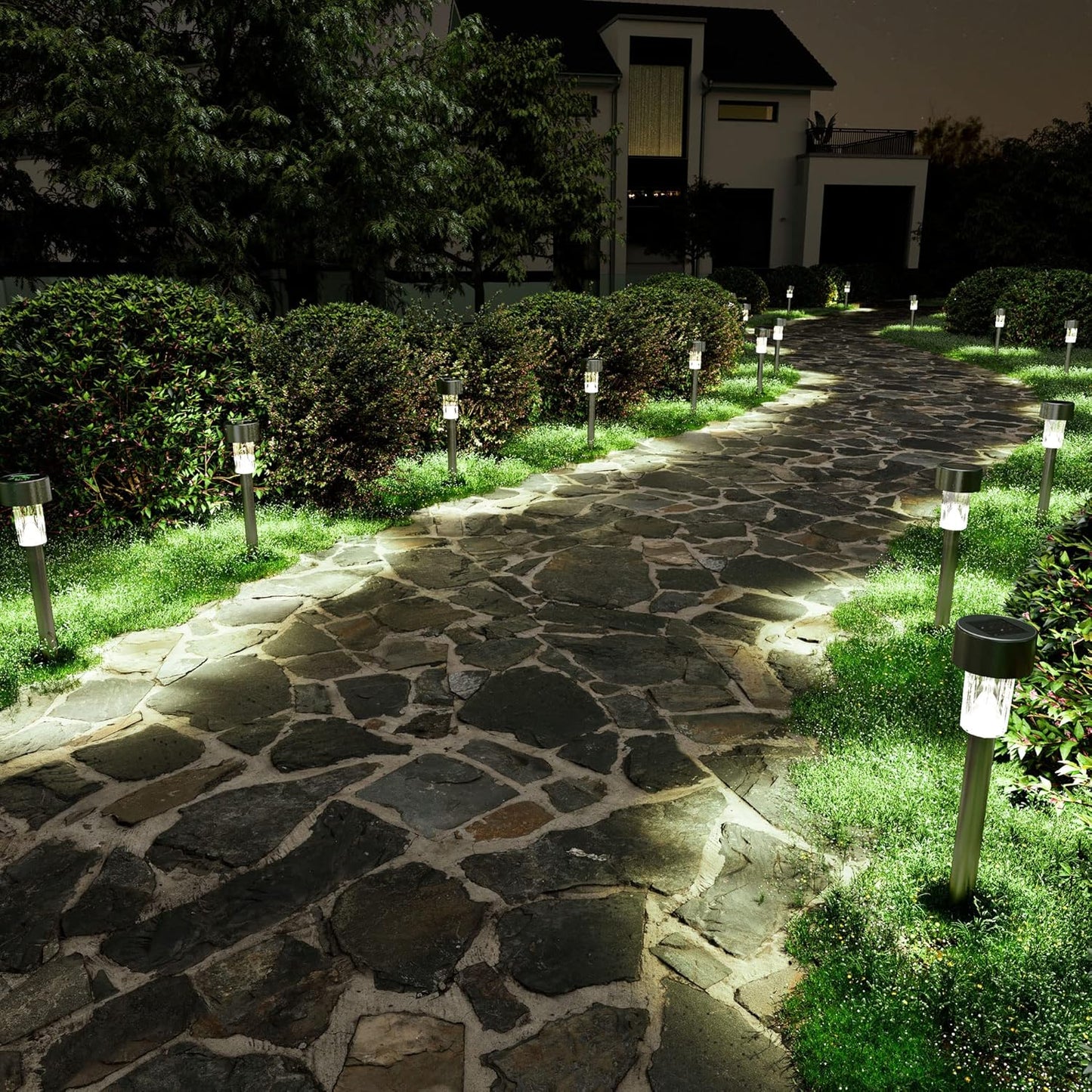 SOLPEX 16 Pack Solar Outdoor Lights Pathway, Stainless Steel Solar Lig