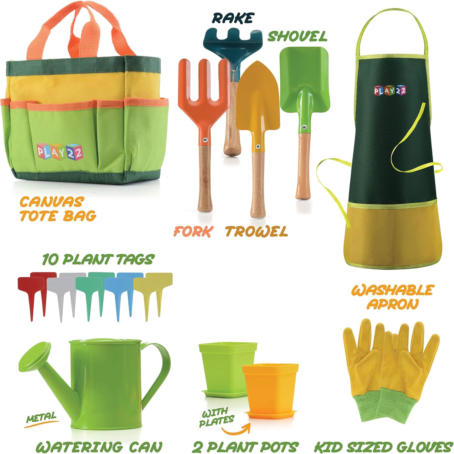 Play22 Kids Gardening Tool Set 12 PCS - Kids Gardening Tools Shovel Ra