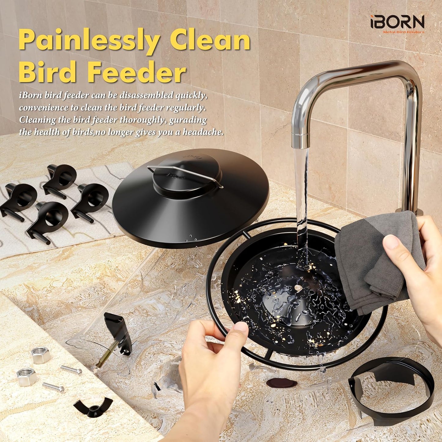 iBorn Metal Bird Feeders for Outdoors, 2LB Bird Seed Feeder 17cm Large
