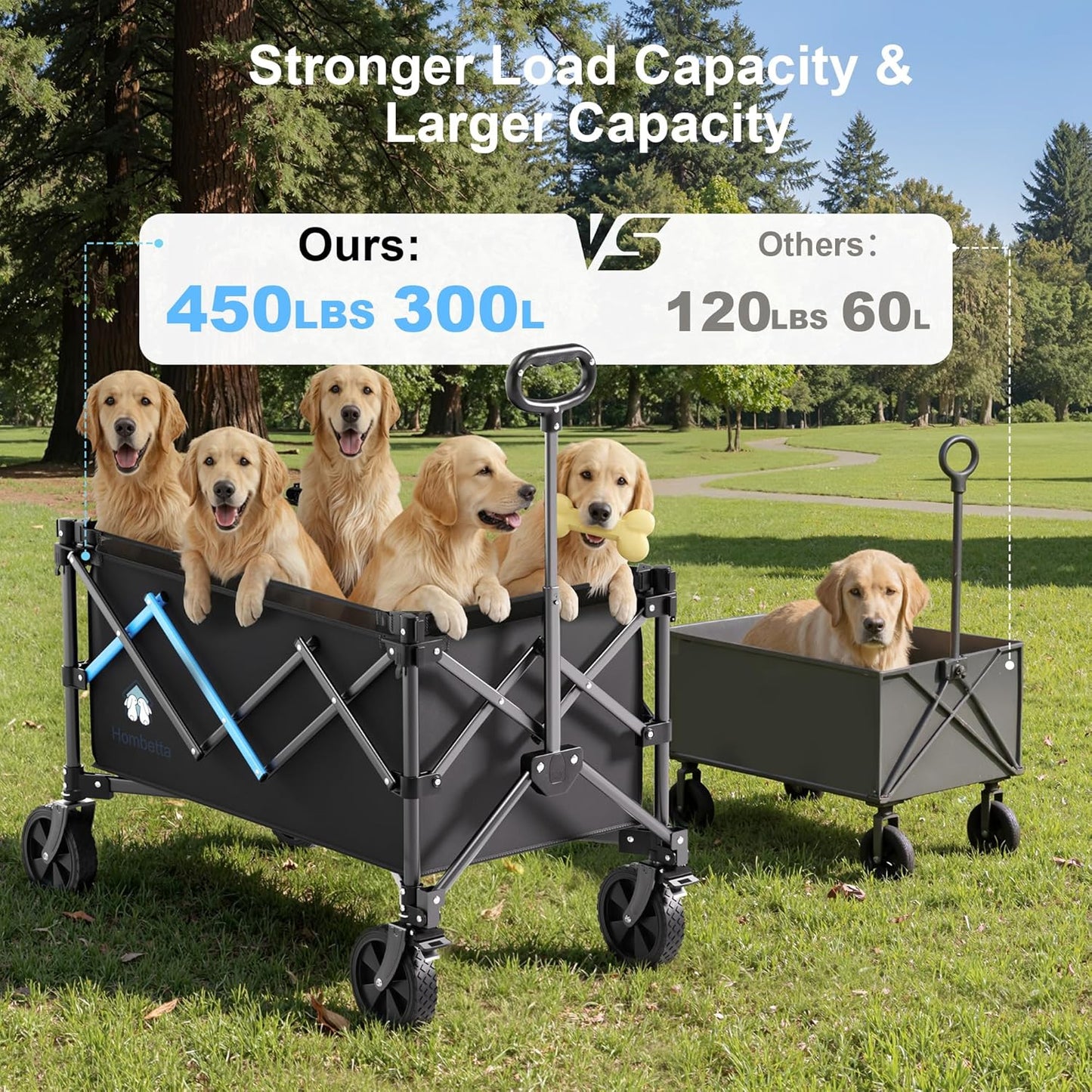 Homebetta Collapsible Wagon Cart, 450LBS Heavy Duty Collapsible Wagon 