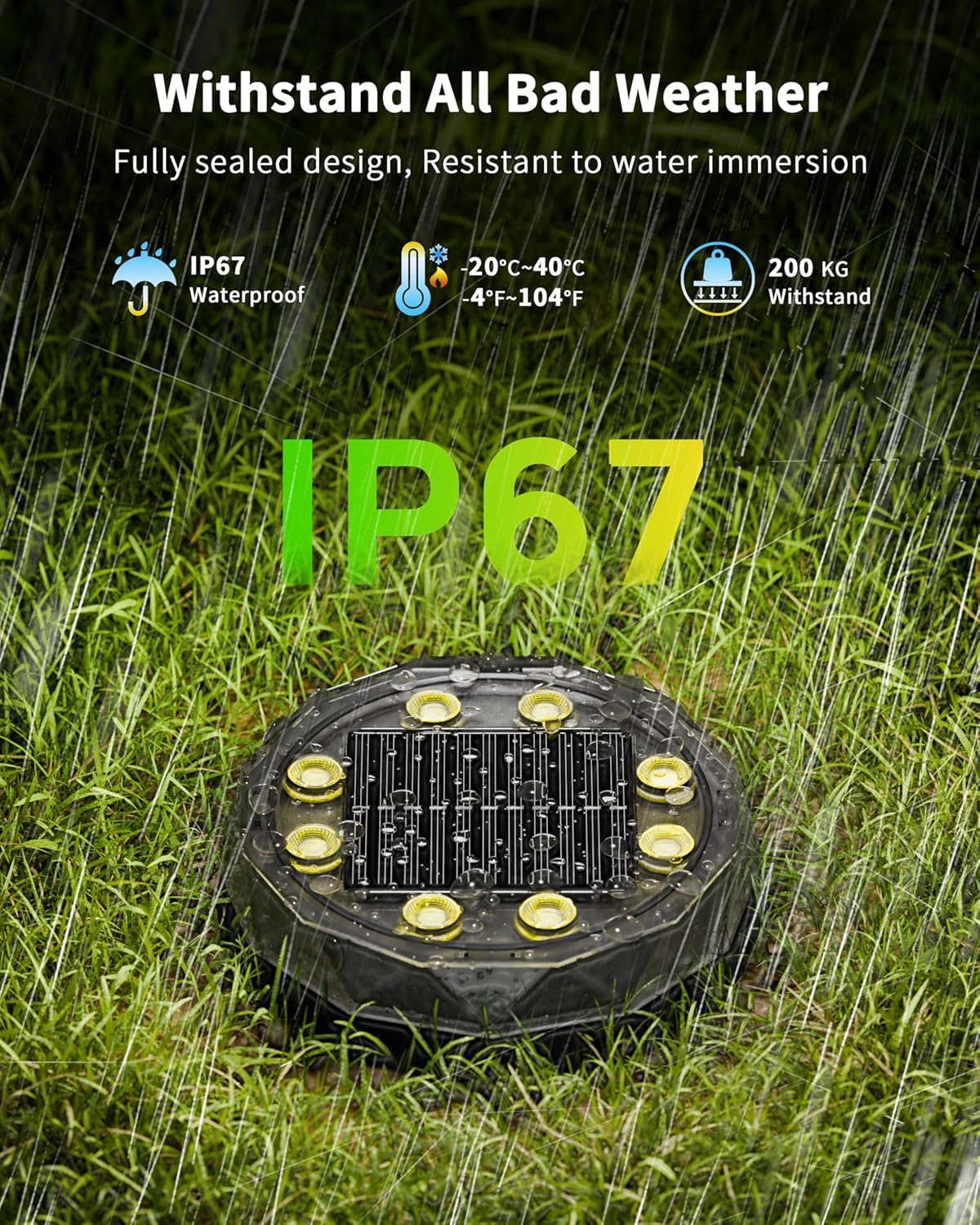 Solar Ground Lights with Remote, 15 Multi Color Solar Garden Lights Wa