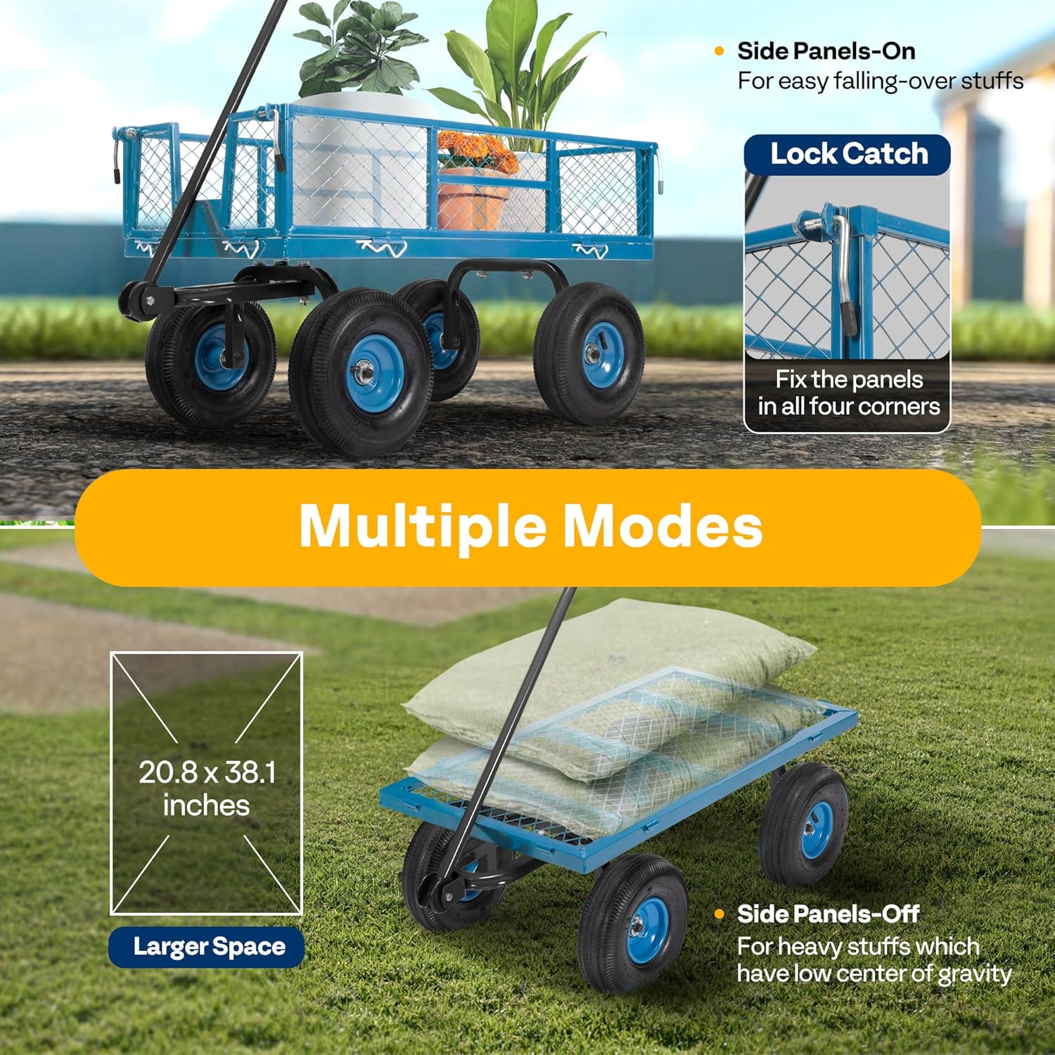 VIVOHOME Heavy Duty 880 Lbs Capacity Mesh Steel Garden Cart Folding Ut