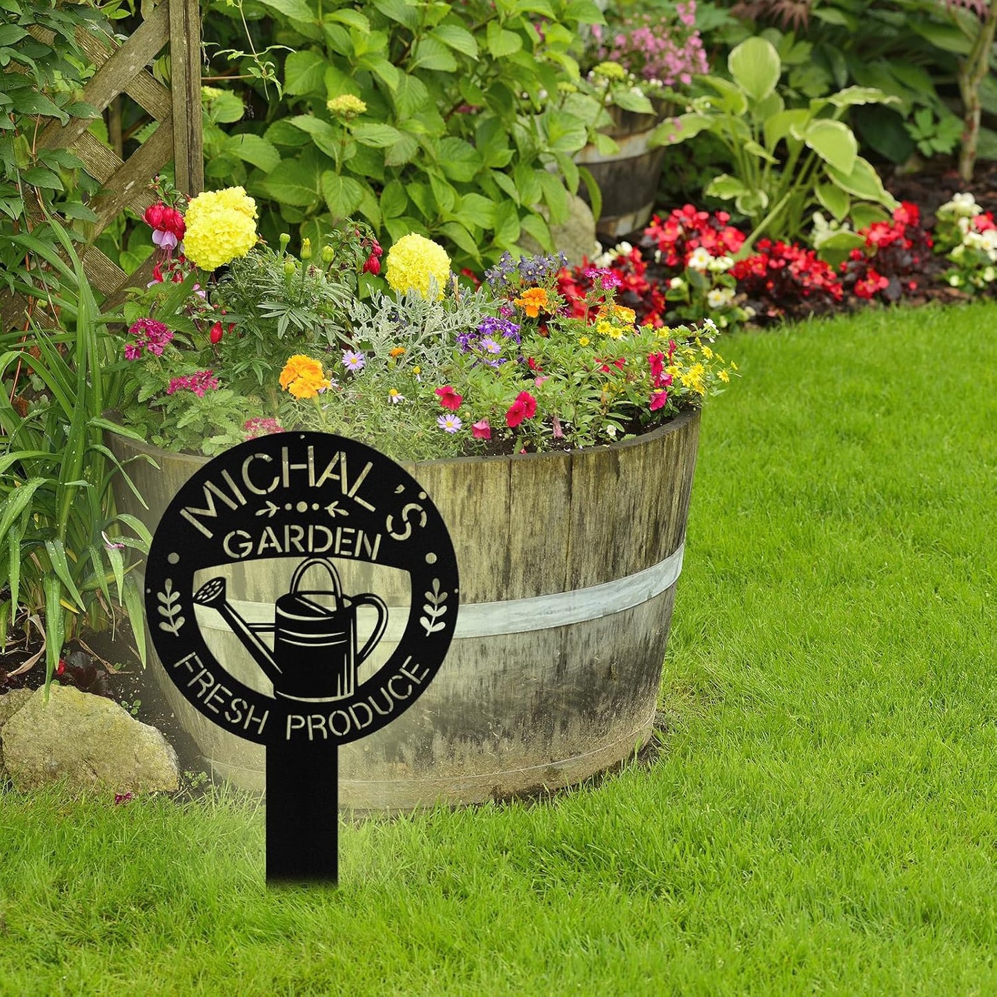 Personalized Garden Signs with Stakes, Custom Metal Garden Tool Signs for Outside, Custom Gardens Name Sign, Patio Yard Decor Stake, Gardening Gift