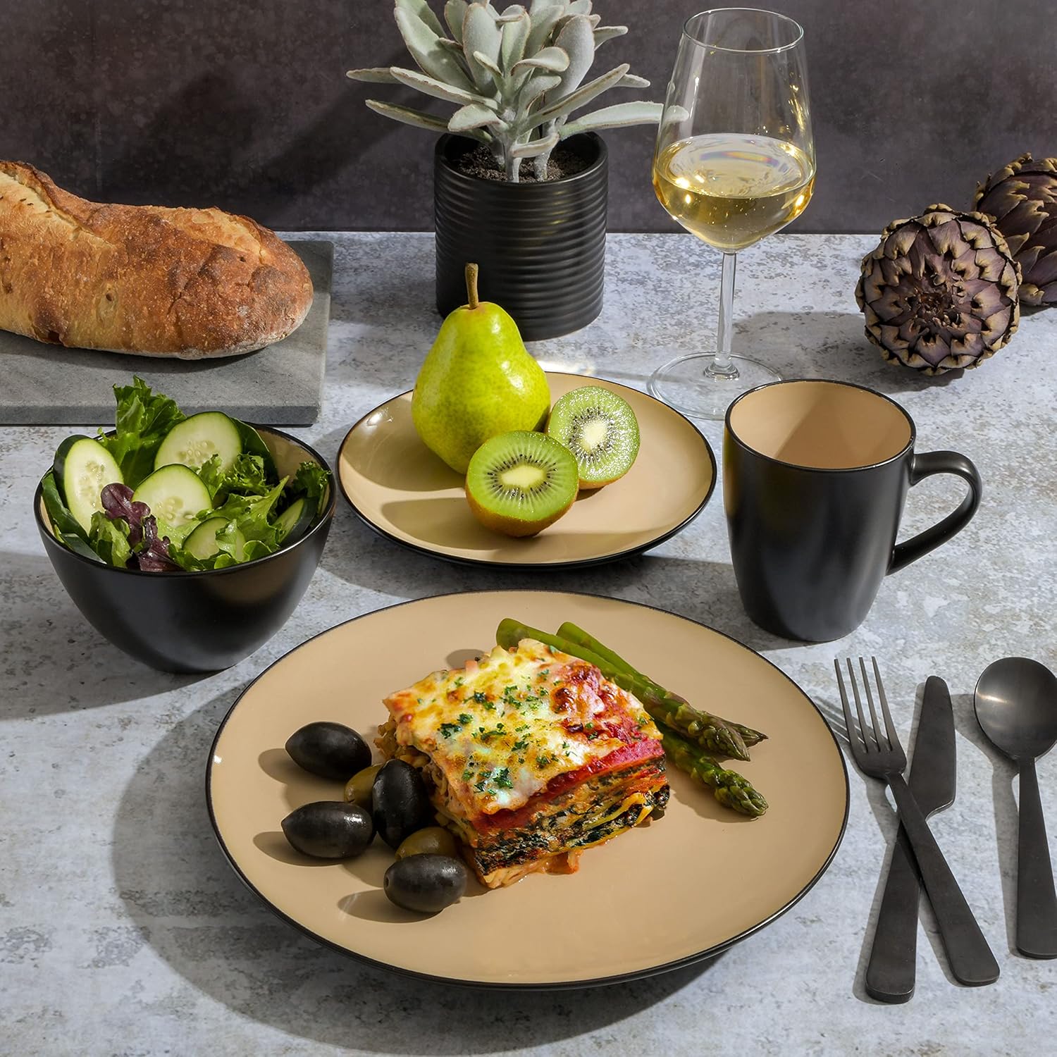 Gibson Elite Soho Lounge 16-Piece Round Reactive Glaze Stoneware Dinne