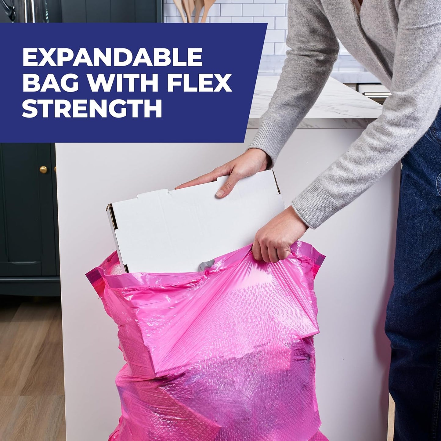 Hefty Ultra Strong 13 Gallon Trash Bags, Tall Kitchen Trash Bags 13 Gallon Size, Resist Leaks, Punctures, and Rips, Continuous Odor Control, Pink, Fabuloso Watermelon Scent, 110 Bags