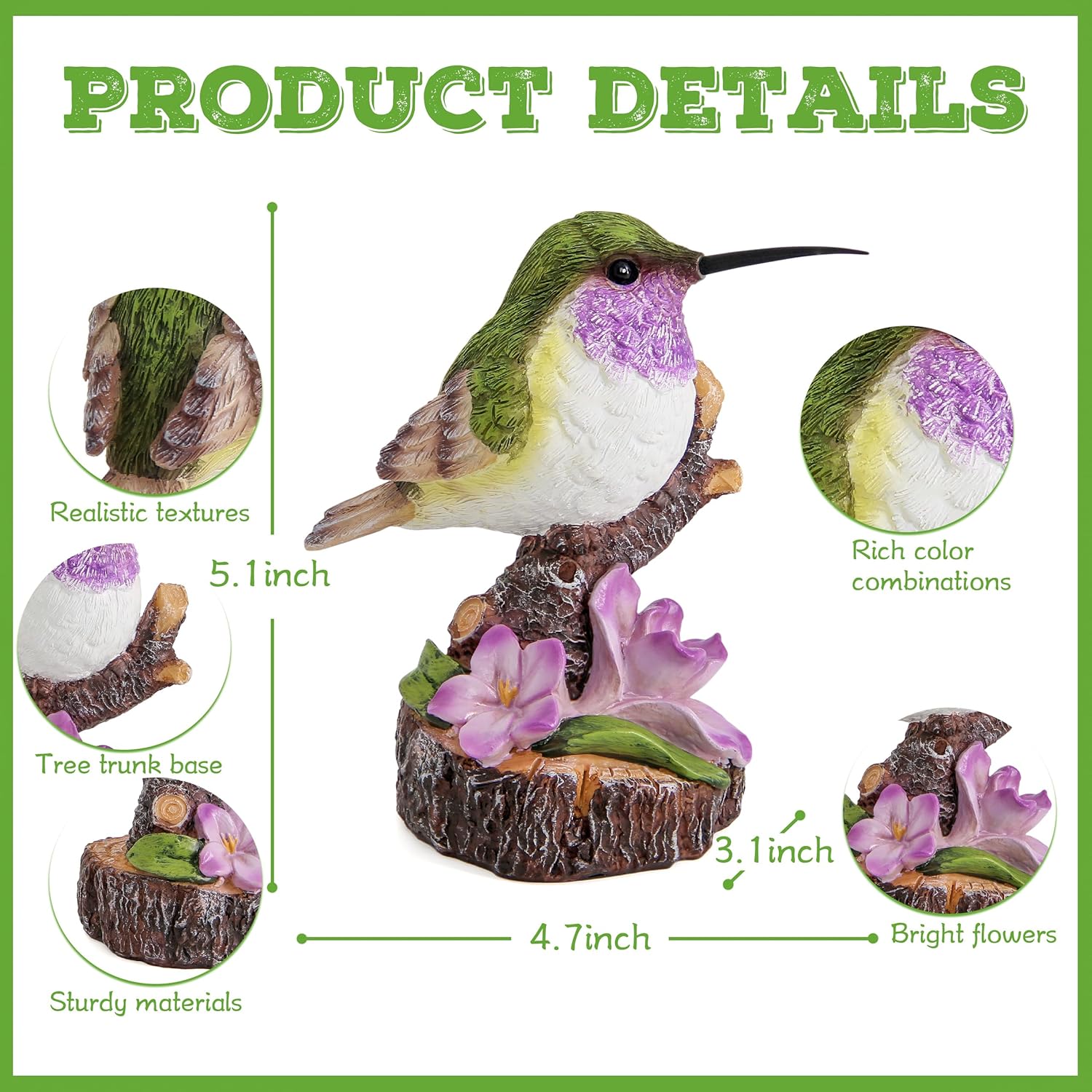 Hummingbird Garden Statues Decor for Outdoor Backyard Yard Porch Patio