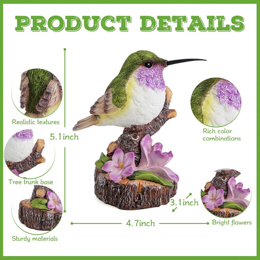 Hummingbird Garden Statues Decor for Outdoor Backyard Yard Porch Patio Lawn Outside Hummingbird Figurine Indoor Home Shelf Decorations for Women Bird Lovers Birds Collectible